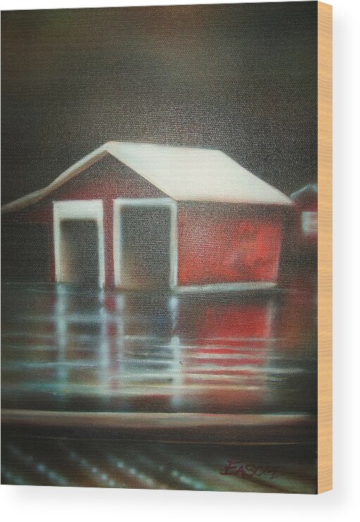 Red Wood Print featuring the painting Pond House by Scott Easom