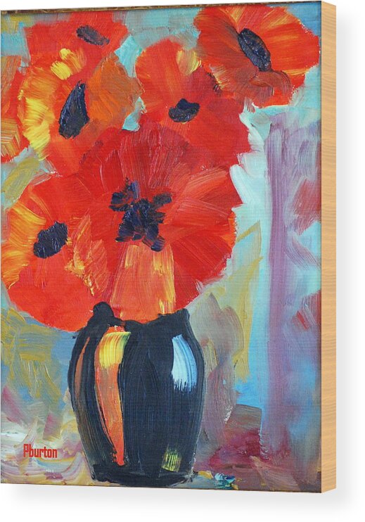 Poppy Wood Print featuring the painting Poppy by Phil Burton
