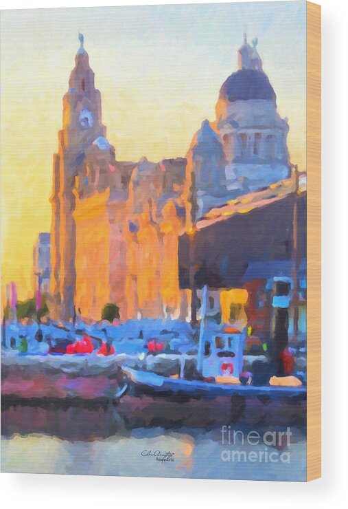 Liverpool Wood Print featuring the painting Port of Liverpool, England by Chris Armytage