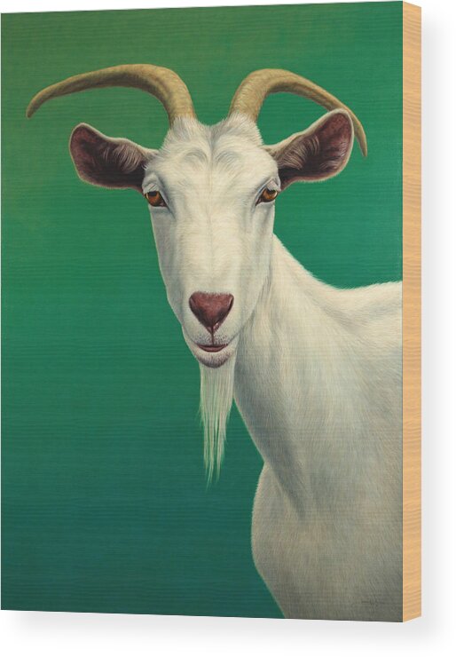 #faatoppicks Wood Print featuring the painting Portrait of a Goat by James W Johnson