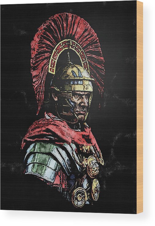 Roman Legion Wood Print featuring the painting Portrait of a Roman Legionary - 29 by AM FineArtPrints