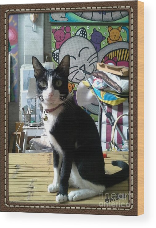 Cat Wood Print featuring the photograph Portrait of GATchee by Sukalya Chearanantana