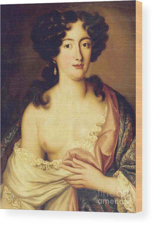 Risque Wood Print featuring the painting Portrait of Marie Mancini by Pierre Mignard