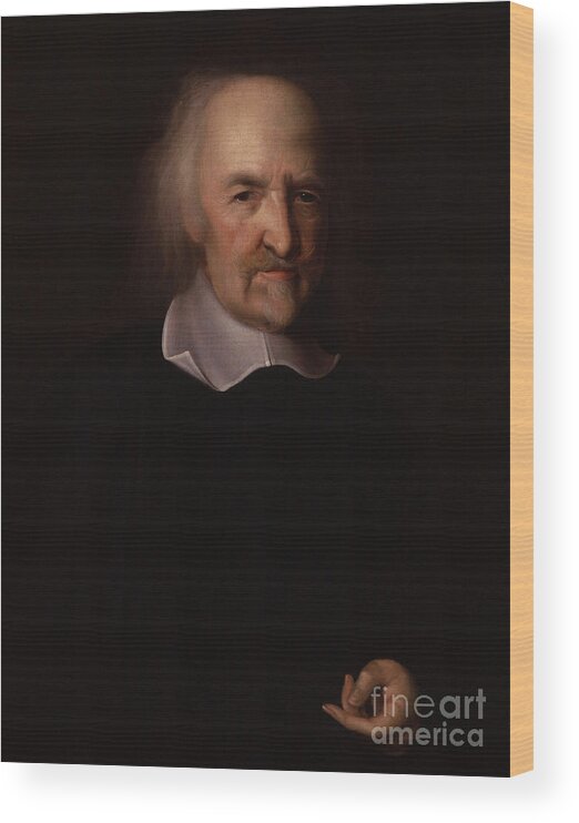 Portrait Wood Print featuring the painting Portrait of Thomas Hobbes by John Michael Wright