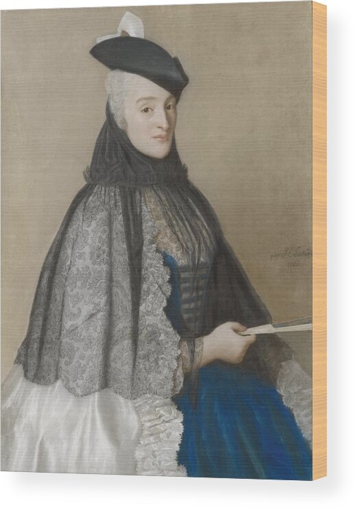 Portret Van Mrs. Boere Wood Print featuring the painting Portret van Mrs. Boere, Jean-Etienne Liotard, 1746 by Celestial Images