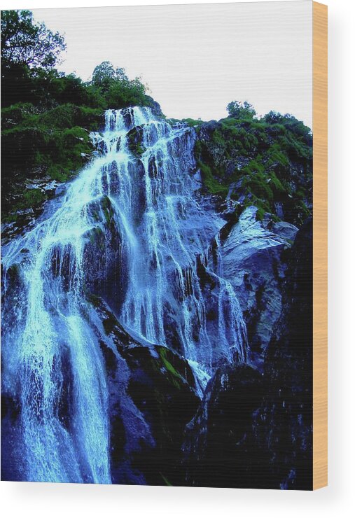 Waterfall Wood Print featuring the photograph Powers Court Waterfall version 2 by Rebecca Wood