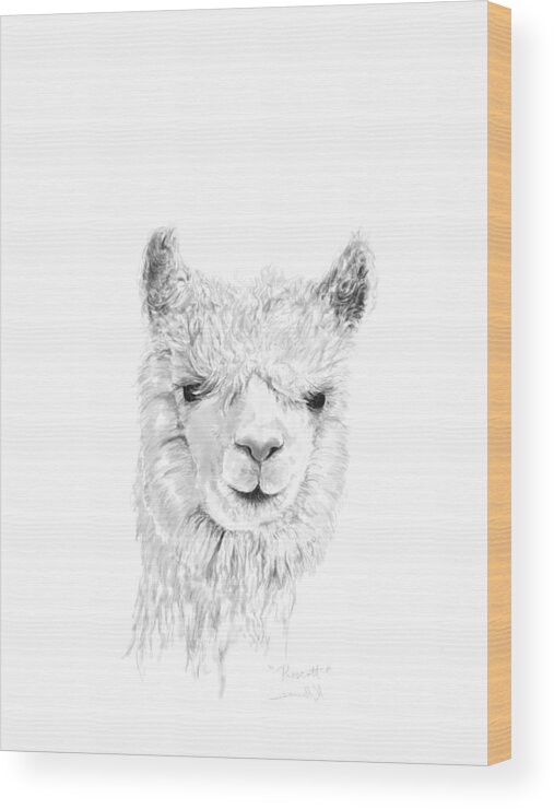 Llama Art Wood Print featuring the drawing Prescott by Kristin Llamas