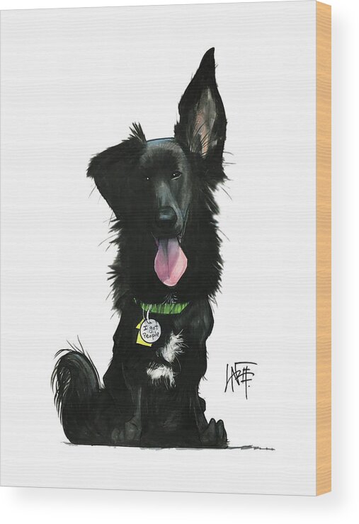 Pet Portrait Wood Print featuring the drawing Prince 7-1480 by John LaFree