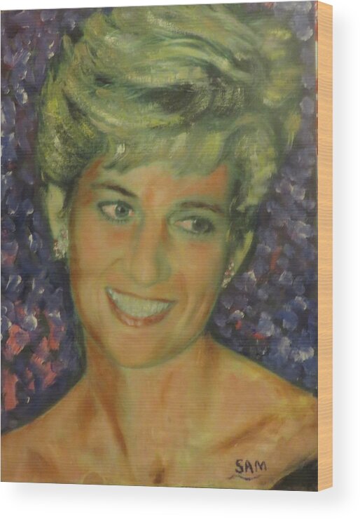 Royal Wood Print featuring the painting Princess Diana by Sam Shaker