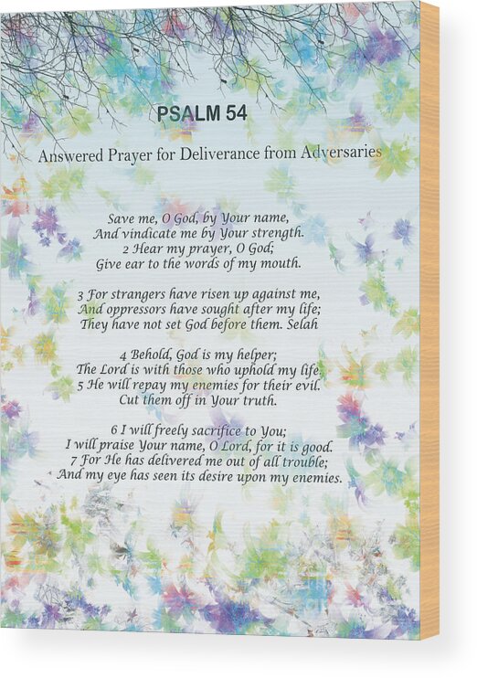 Answered Prayer Wood Print featuring the digital art Psalm 54 by Trilby Cole