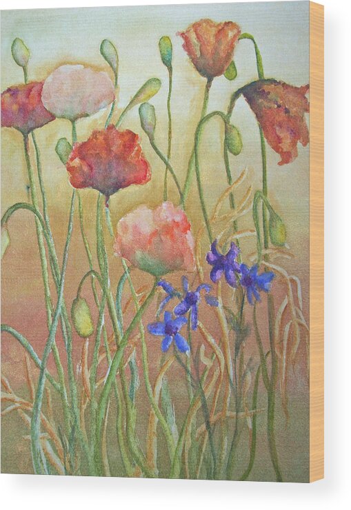 Nature Wood Print featuring the painting Purely Poppies by Sandy Collier
