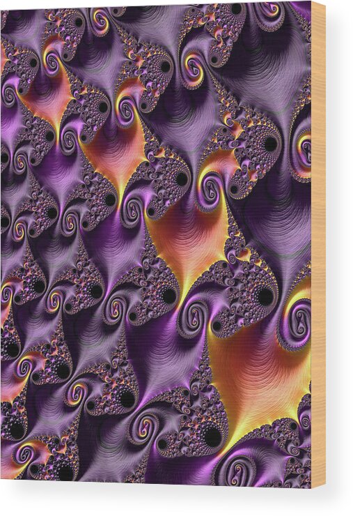 Digital Art Wood Print featuring the digital art Purple Spirals by Rajiv Chopra