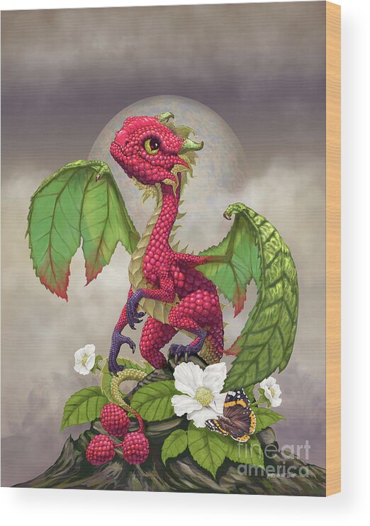 Dragon Wood Print featuring the digital art Raspberry Dragon by Stanley Morrison
