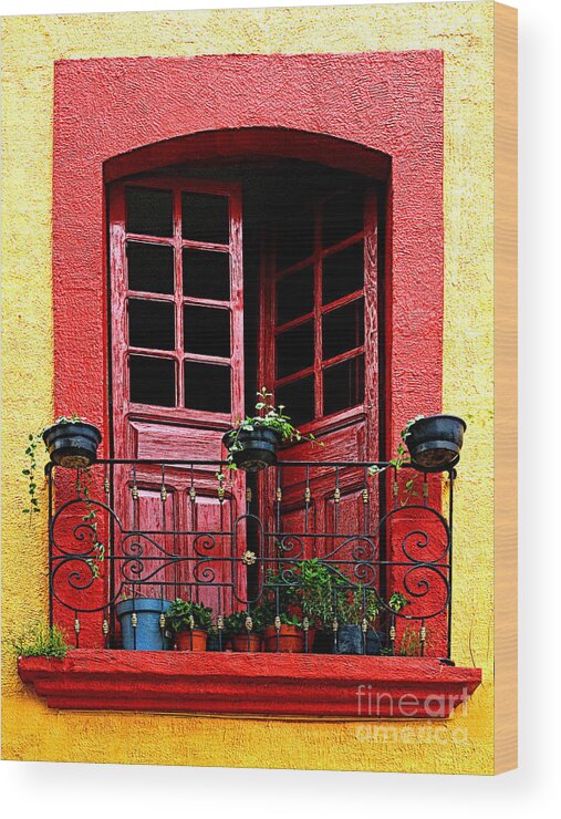 Tlaquepaque Wood Print featuring the photograph Red Window by Mexicolors Art Photography