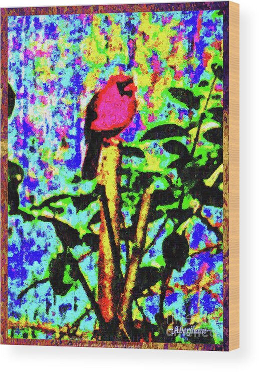 Chromatic Poetics Wood Print featuring the digital art Redbird Dreaming about Why Love is Always Important by Aberjhani