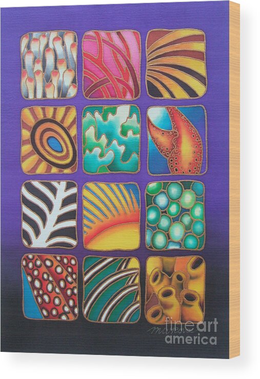 Fiji Wood Print featuring the painting Reef Designs IX by Maria Rova