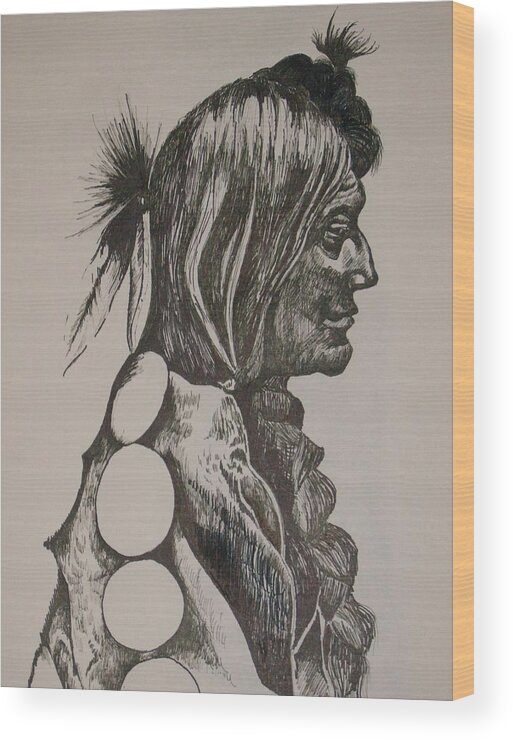 Native American Indian Wood Print featuring the drawing Reservation by Leslie Manley