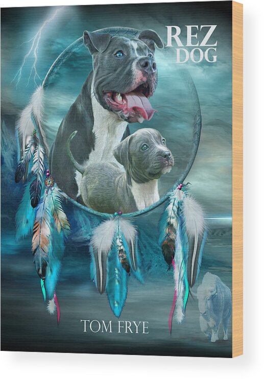 Rez Dog Cover Art Wood Print featuring the mixed media Rez Dog Cover Art by Carol Cavalaris