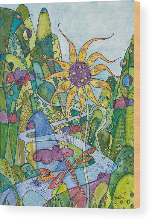 Flower Wood Print featuring the painting Rise and Shine by Tanielle Childers