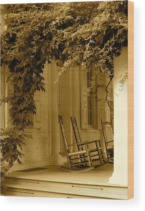 Rocking Chairs Wood Print featuring the photograph A Simple Life by Lauren Medina