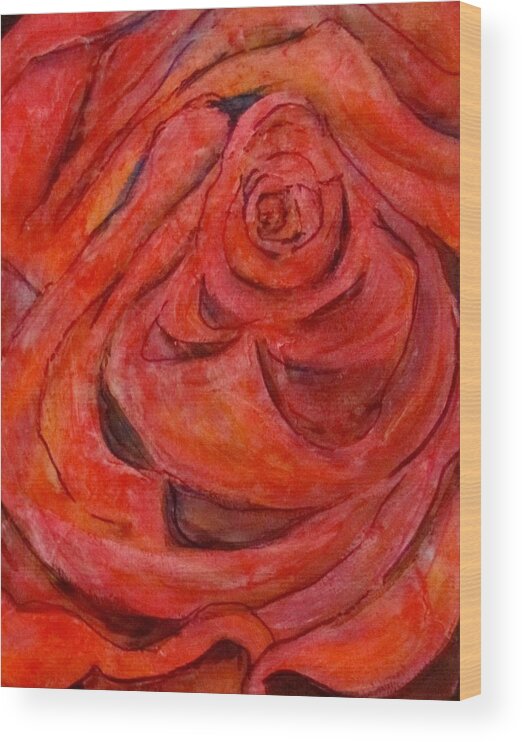 Rose Wood Print featuring the painting Rose Red by Barbara O'Toole