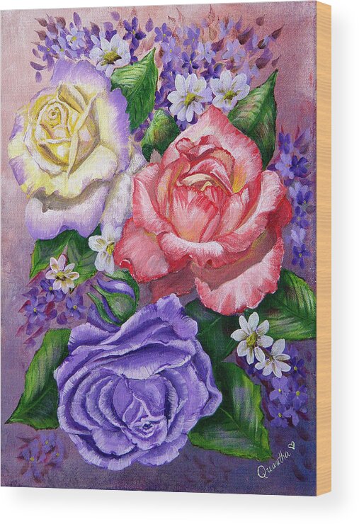 Rose Wood Print featuring the painting Roses by Quwatha Valentine