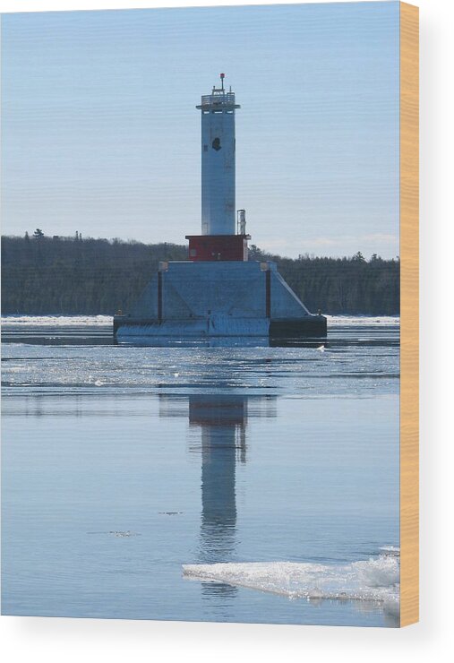 Lighthouse Wood Print featuring the photograph Round Island Passage Light in Winter by Keith Stokes