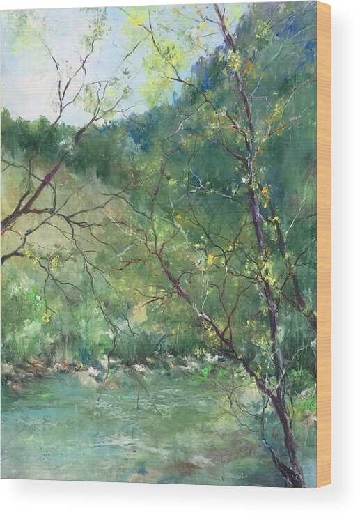 Landscape Wood Print featuring the painting Sabino Canyon by Robin Miller-Bookhout