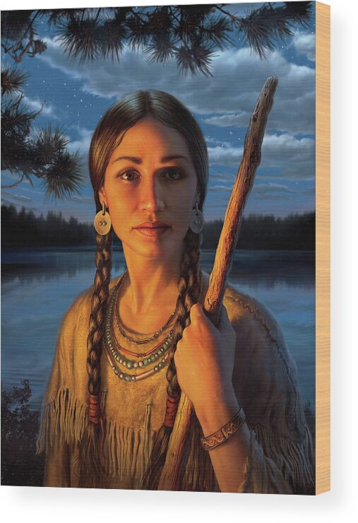 Sacagawea Wood Print featuring the digital art Sacagawea by Mark Fredrickson