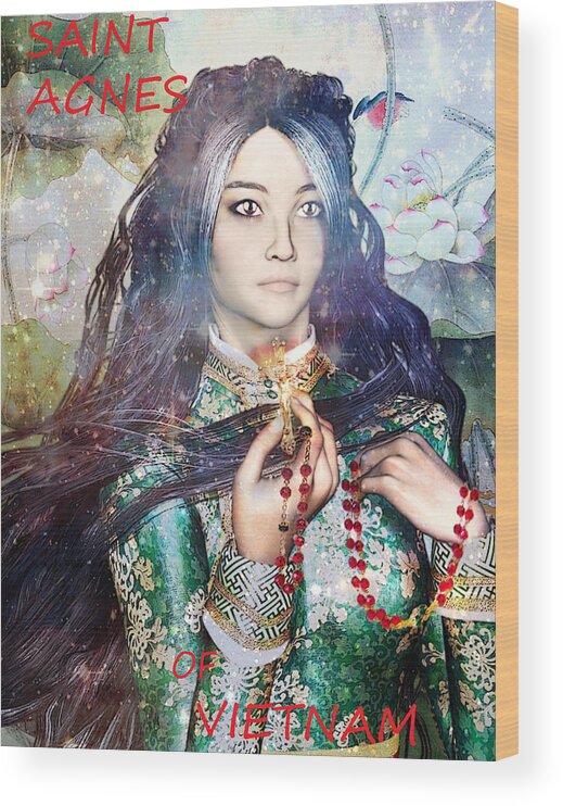 Saint Agnes Le Thi Thanh Wood Print featuring the painting Saint Agnes Le Thi Thanh by Suzanne Silvir