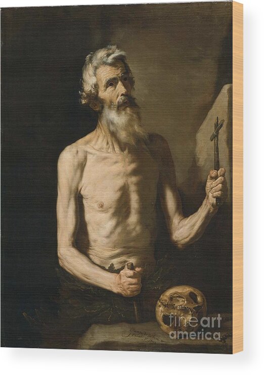 Saint Onophrius 1642 Jusepe De Ribera (spanish (active In Italy) Wood Print featuring the painting Saint Onophrius by MotionAge Designs