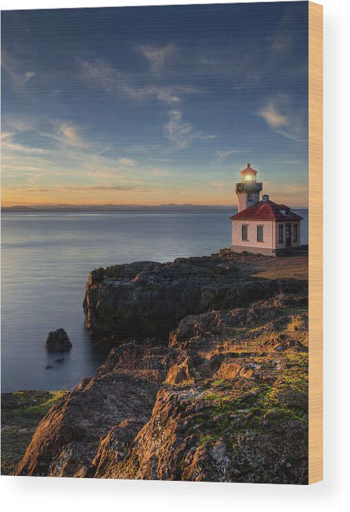 Lime Kiln Lighthouse Wood Print featuring the photograph San Juan Island Serenity by Dan Mihai