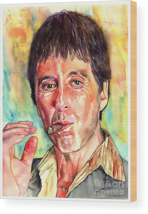 Al Pacino Wood Print featuring the painting Scarface by Suzann Sines