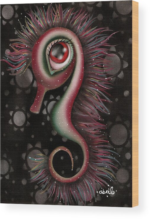 Seahorse Wood Print featuring the painting Seahorse by Abril Andrade