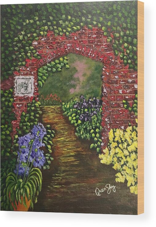 Garden Wood Print featuring the painting Serenity by Queen Gardner