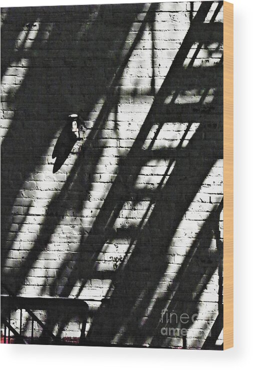 Shadow Wood Print featuring the photograph Shadow on the Wall 2 by Sarah Loft