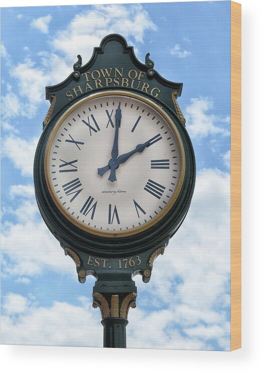 Sharpsburg Wood Print featuring the photograph Sharpsburg Clock by Dave Mills