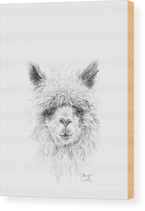 Llama Art Wood Print featuring the drawing Sheryl by Kristin Llamas