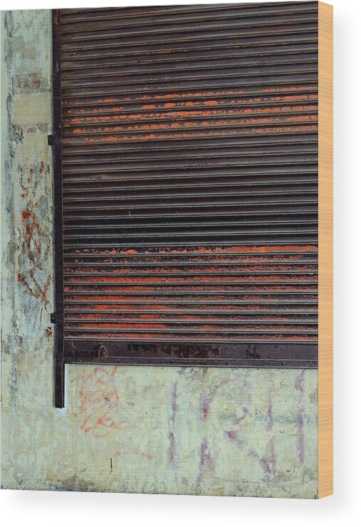 Industrial Abstract Wood Print featuring the photograph Shuttered by Denise Clark
