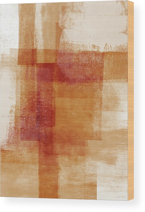 Abstract Wood Print featuring the painting Sienna 2- Abstract Art by Linda Woods by Linda Woods