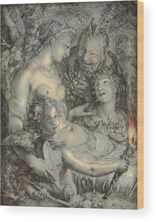 Eve Wood Print featuring the painting Sine Cerere Et Libero Friget Venus by Hendrik Goltzius