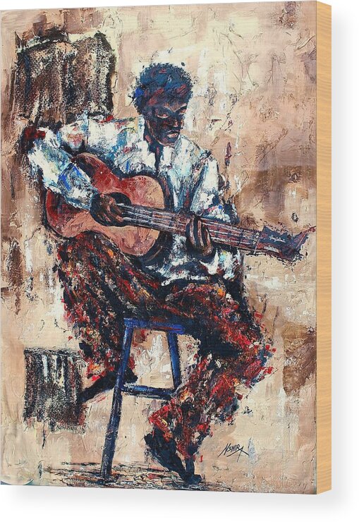 True African Art Wood Print featuring the painting Sing us a Song by Daniel Akortia