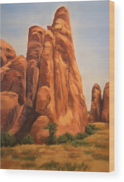 Arches National Park Wood Print featuring the painting Solid Fusion by Sandi Snead