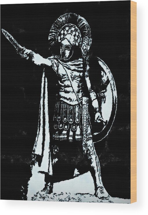 Spartan Warrior Wood Print featuring the painting Spartan Hoplite - 19 by AM FineArtPrints