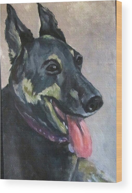 Dog Wood Print featuring the painting Spencer by Barbara O'Toole