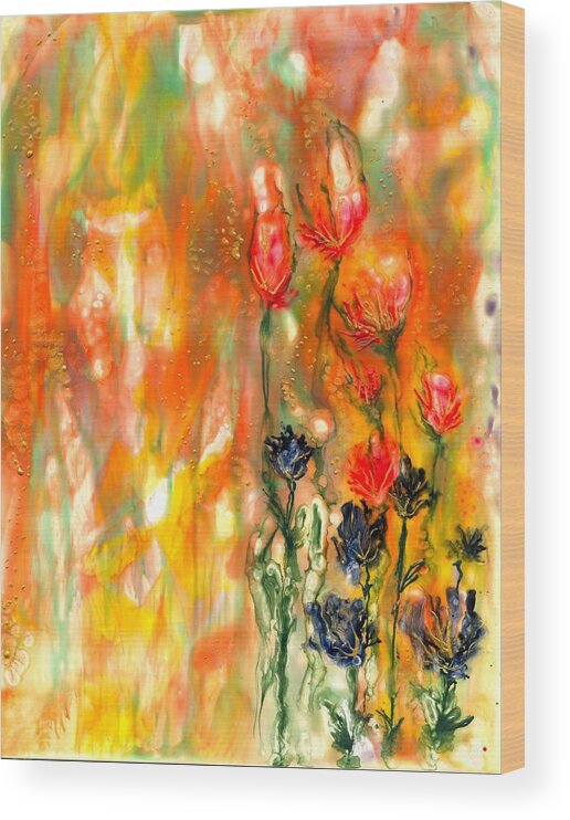 Healing .spring Wood Print featuring the painting Spring Garden Healing by Heather Hennick