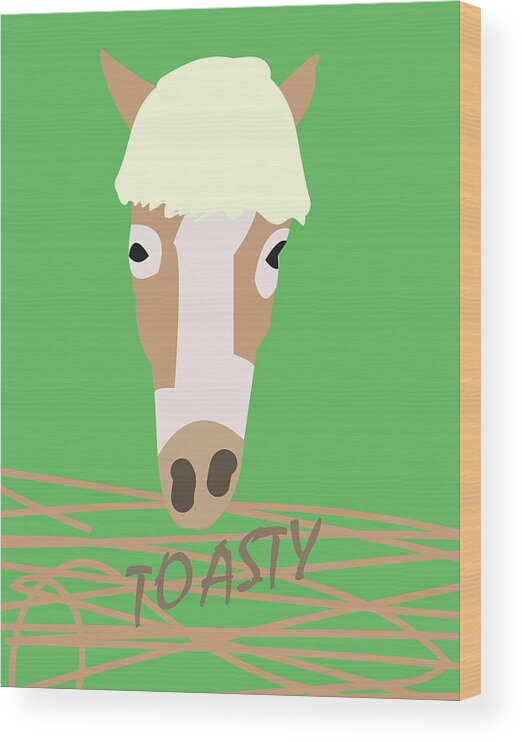 Haflinger Wood Print featuring the digital art Sprout Toasty by Caroline Elgin