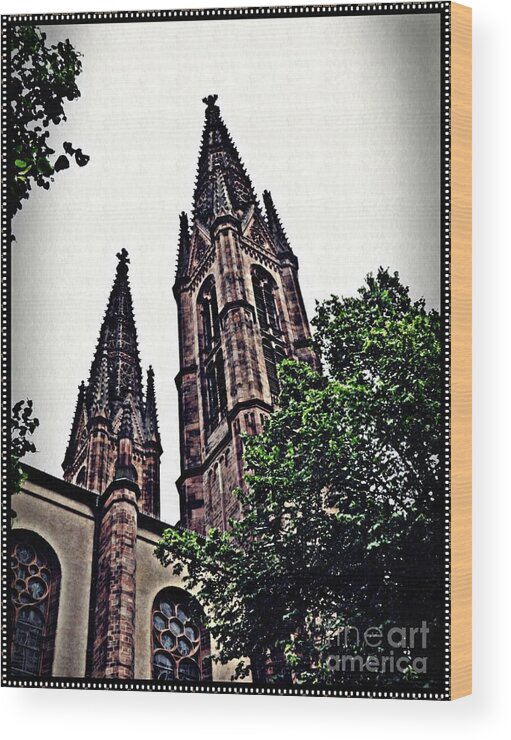 Church Wood Print featuring the photograph St Boniface Church Towers  by Sarah Loft