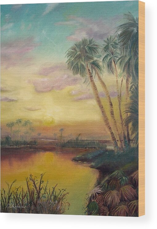 River Wood Print featuring the painting St. Johns Sunset by Dawn Harrell