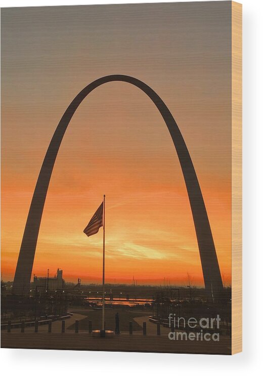 St. Louis Missouri Wood Print featuring the photograph St Louis Sunrise 021816 by Debbie Fenelon